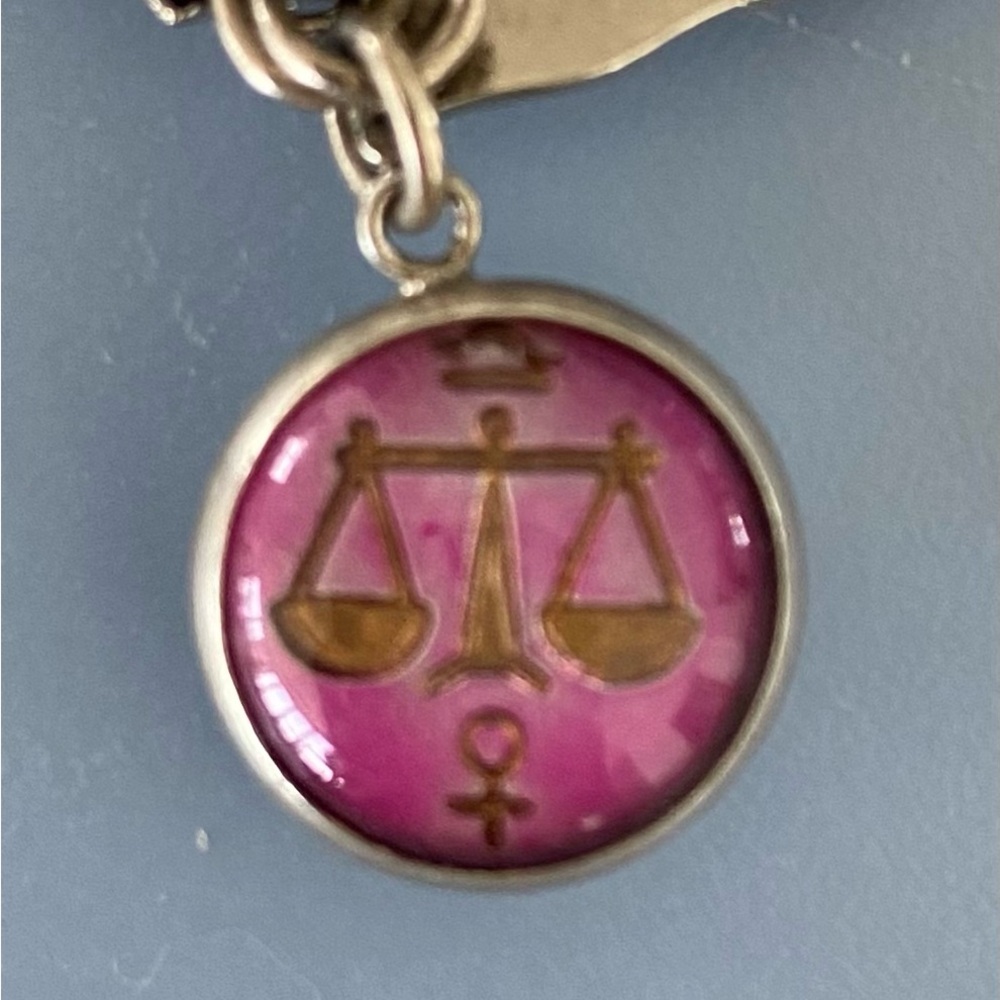 VINTAGE SILVER PINK AND YELLOW CHARM/PENDANT